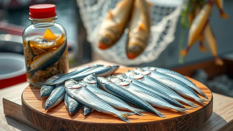 Dörja makrill och andra små fiskar vid kusten